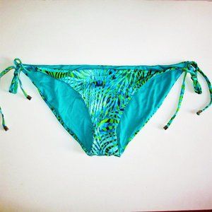 Victoria's Secret Tie Side Swim Bikini Bottom XL Palm leaves Green Blue